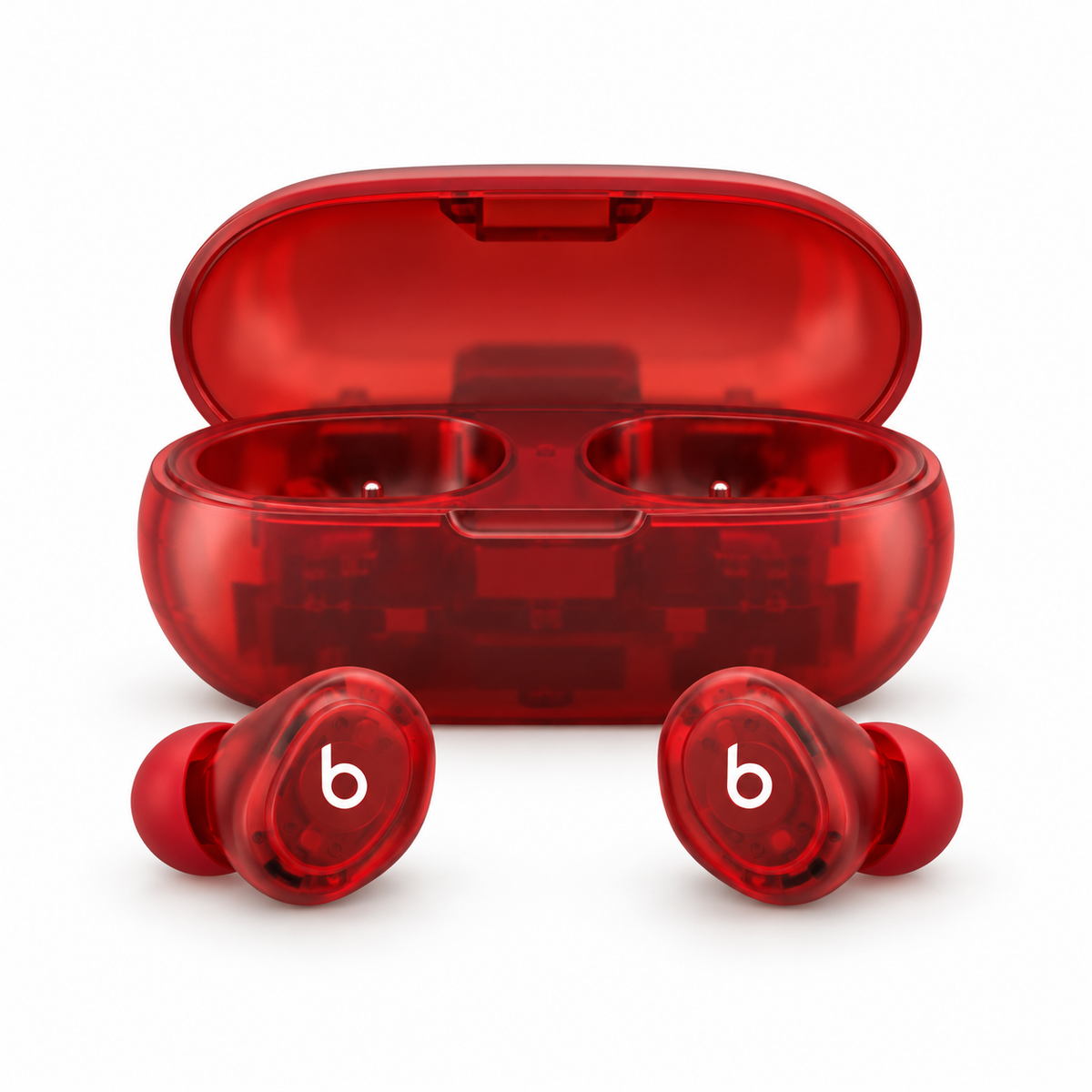 Beats Solo Buds in Transparent Red with matching case