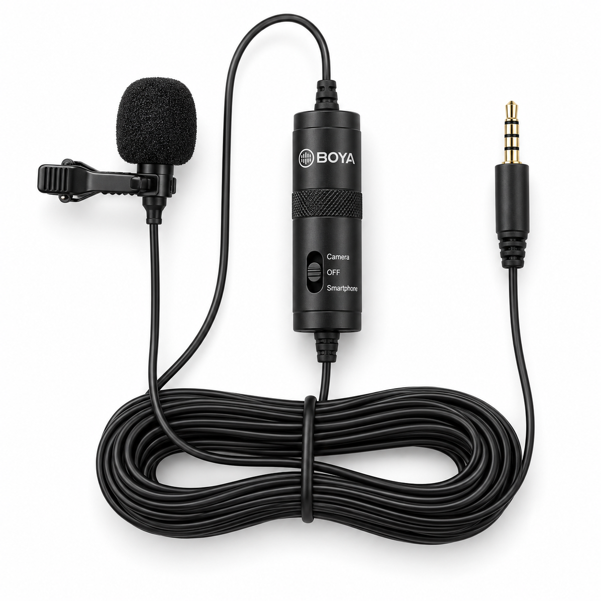 BOYA BY-M1 wired omnidirectional lavalier microphone in black