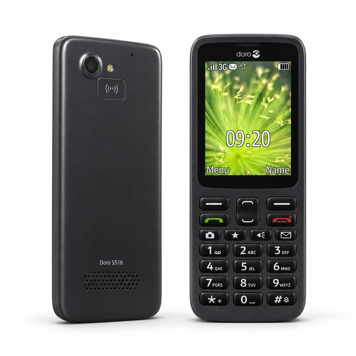 Doro 5516 — New Black — front and rear studio views