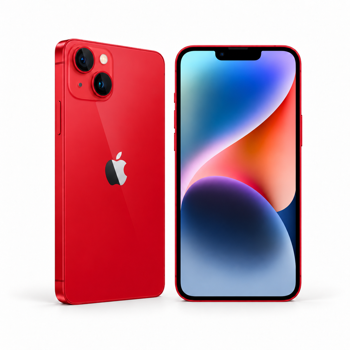 Apple iPhone 14 Plus 256GB — Refurbished (PRODUCT)RED — front and rear studio views