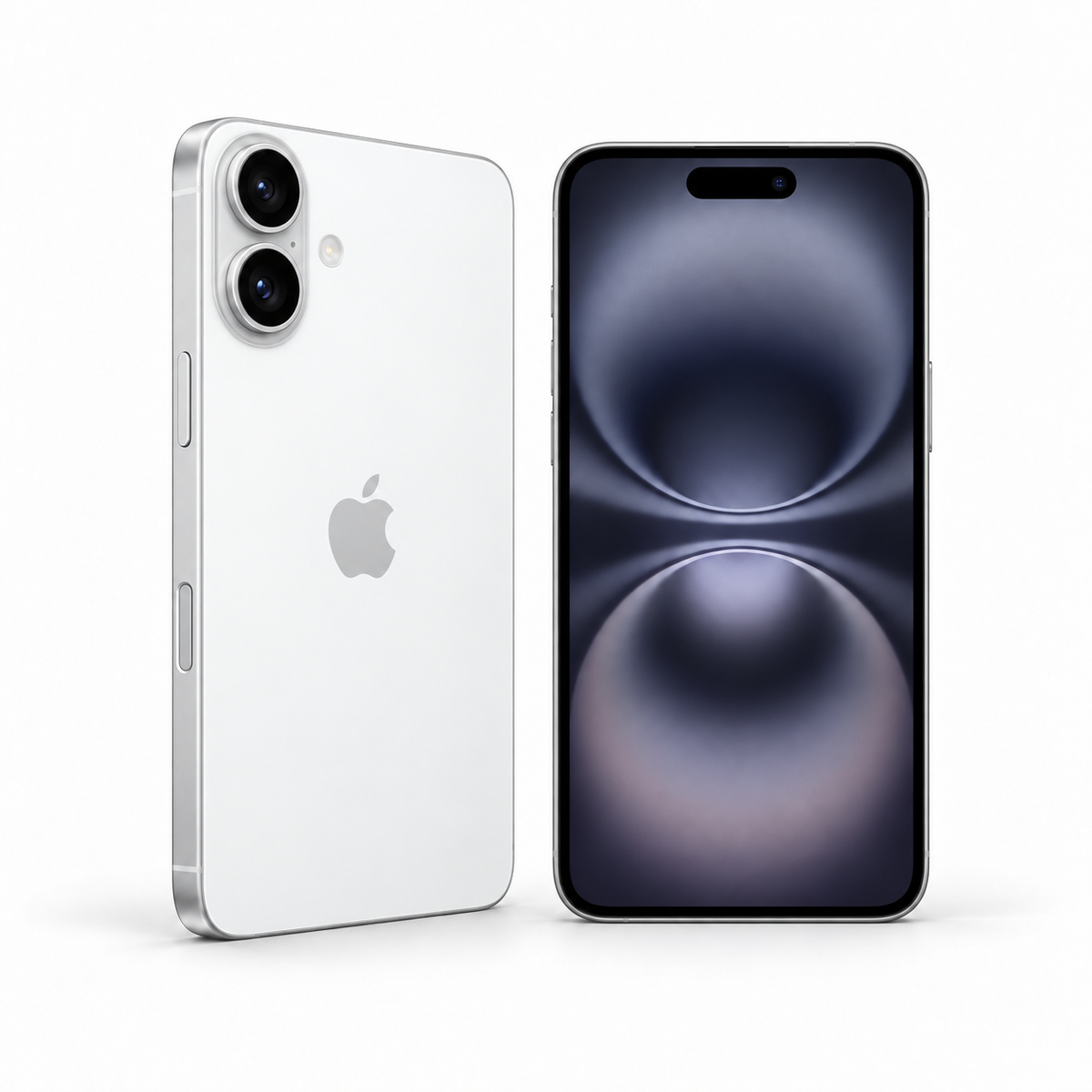Apple iPhone 16 Plus 128GB — New White — front and rear studio views