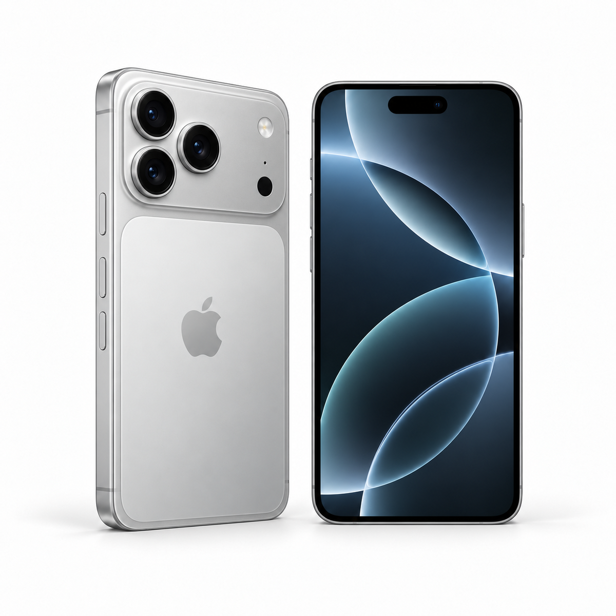 Apple iPhone 17 Pro 512GB — New Silver — front and rear studio views