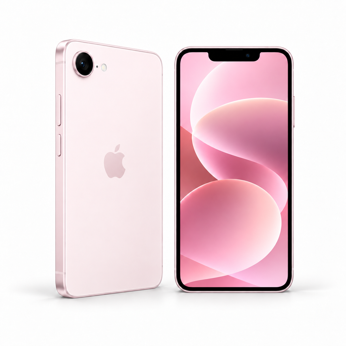 Apple iPhone 17e 256GB — New Soft Pink — front and rear studio views