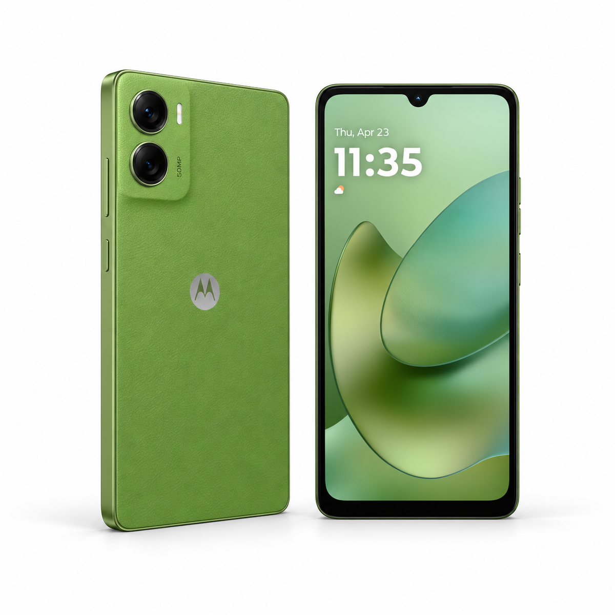 Motorola G06 64GB / 256GB — New Green — front and rear studio views