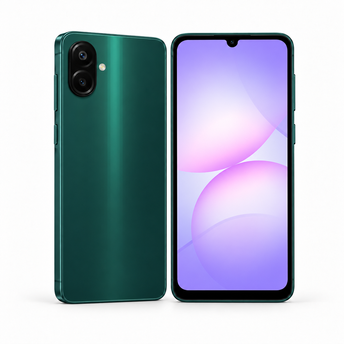 Samsung Galaxy A07s 64GB Green — front and rear studio views