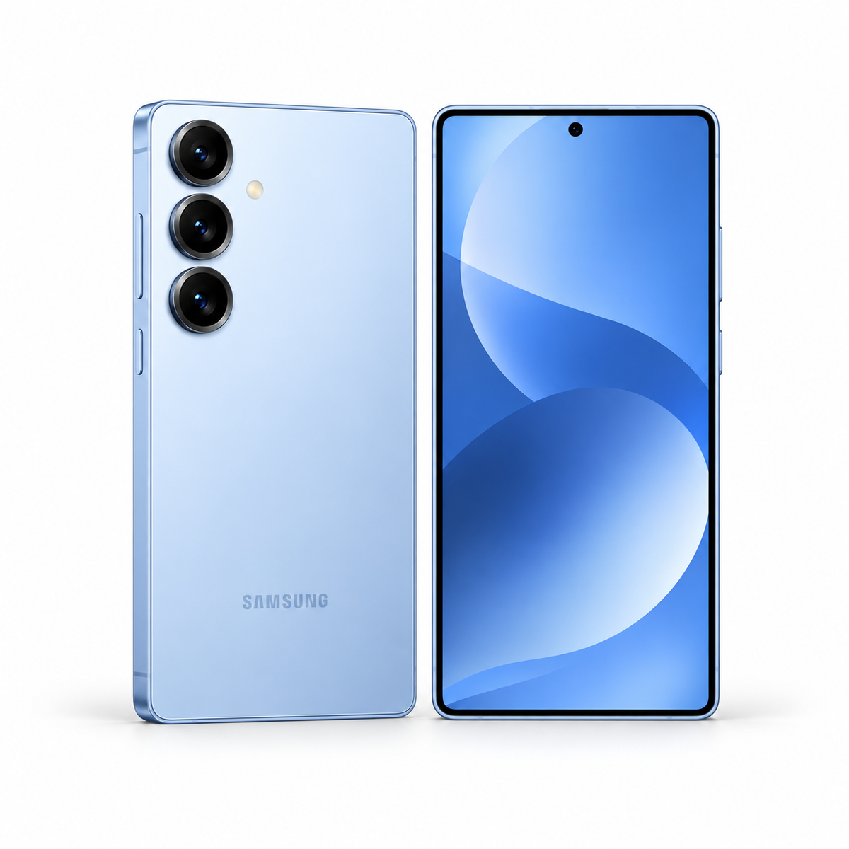 Samsung Galaxy S25 256GB — New in Icyblue, front and angled rear studio views