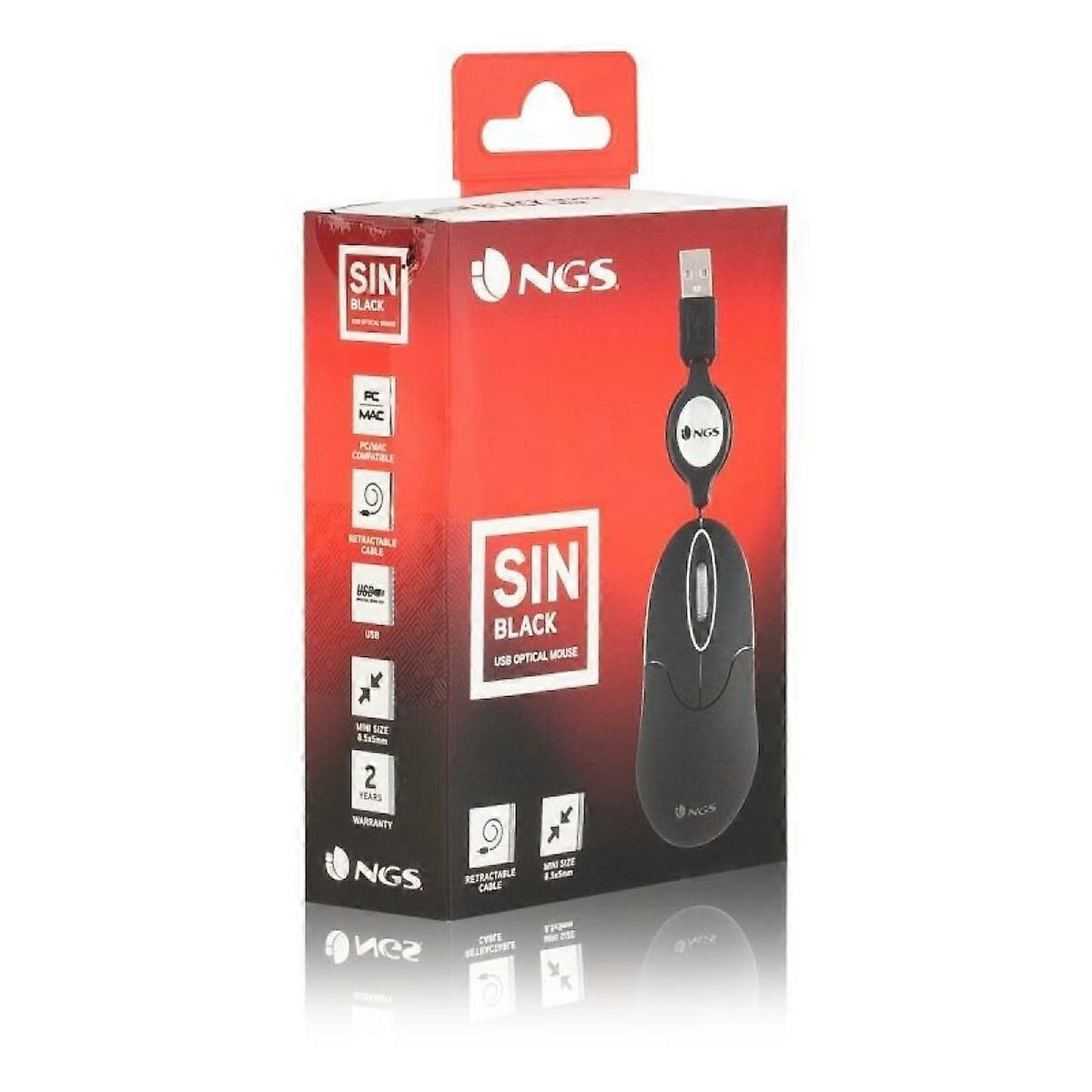 Retractable Optical Mouse NGS SINBLACK Black