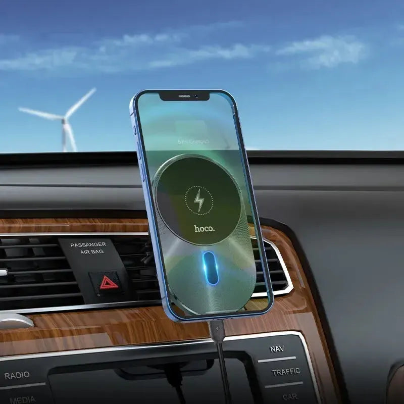 Hoco CA91 Magic Magnetic Car-Vent 15W Wireless Charger Grey-thumbmail-2