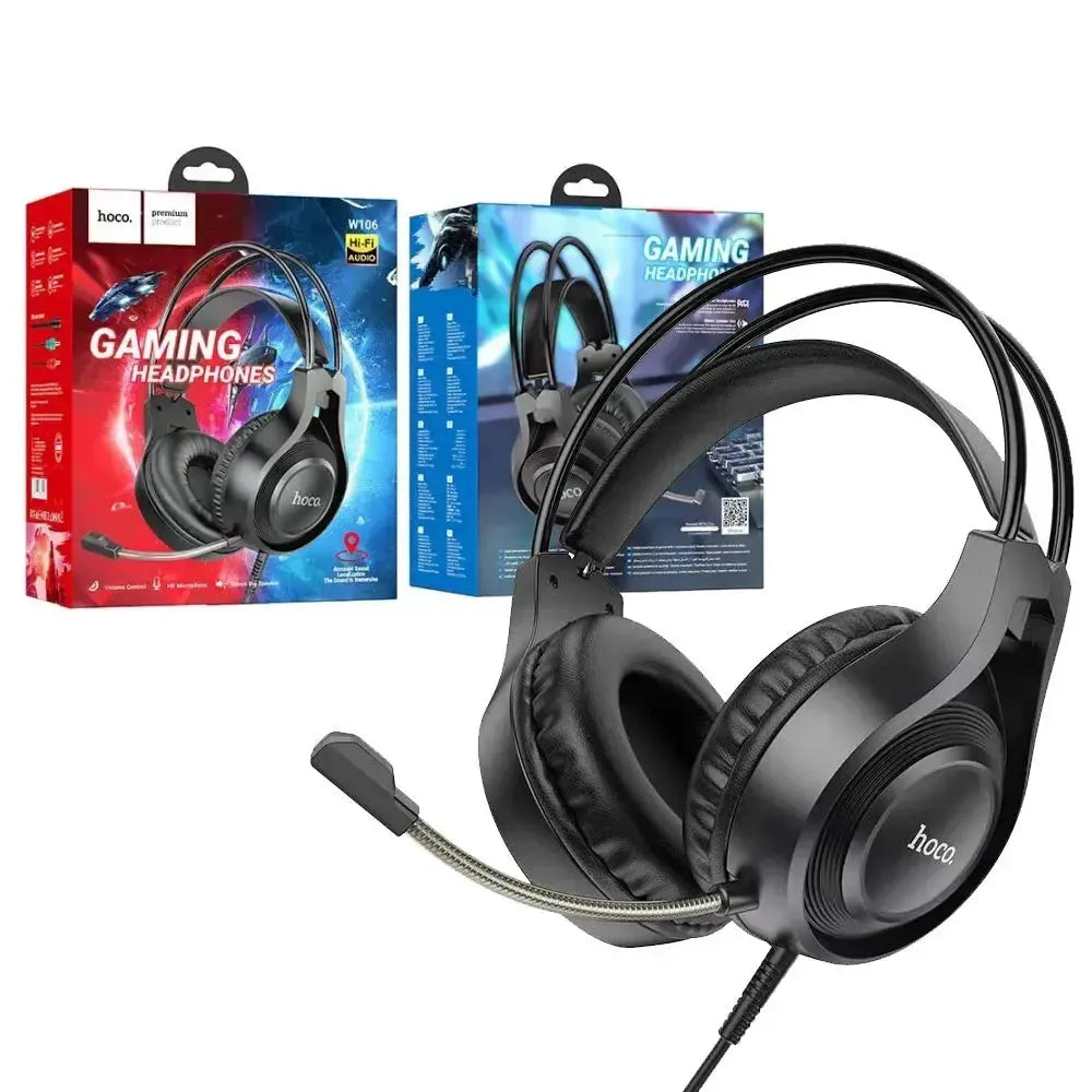 HOCO W106 Gaming Headphones – Wired Stereo Gaming Headset with Microphone for PC / Console