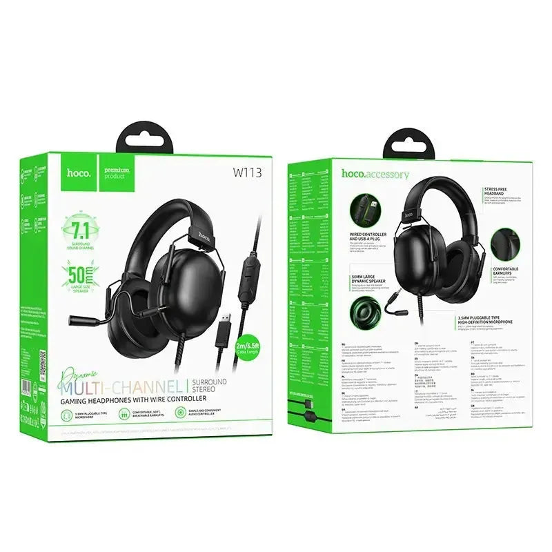 OCO W113 Multi-Channel Surround Stereo Gaming Headset with Microphone – Wired Gaming Headphones for PC & Console 🎧🎮