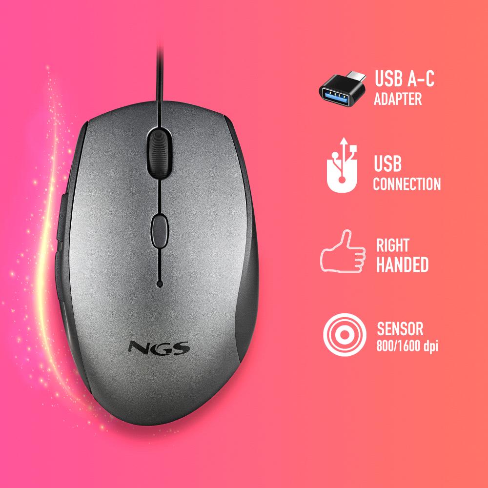 NGS Wired Ergonomic Silent Mouse