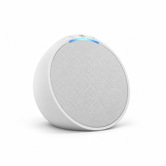 Amazon Echo Pop smart speaker in Glacier White