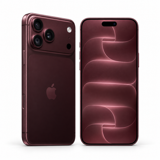 Apple iPhone 18 Pro Max 256GB — New Burgundy — front and rear studio views