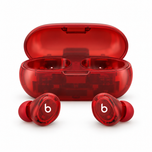 Beats Solo Buds in Transparent Red with matching case