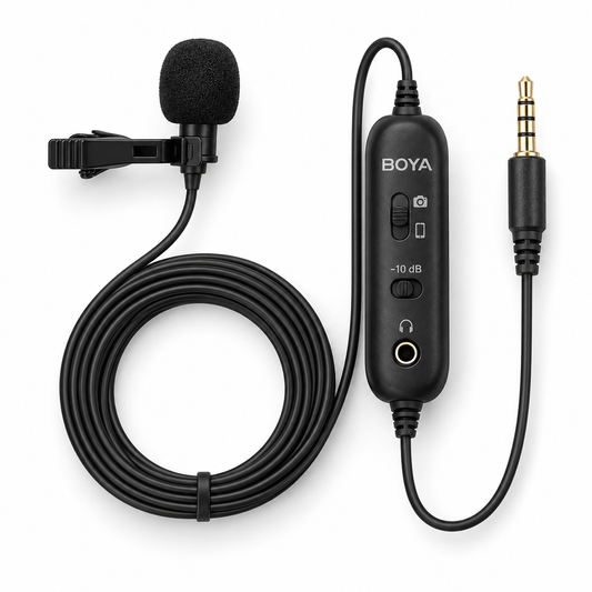 BOYA BY-M1 Pro II wired lavalier microphone in black