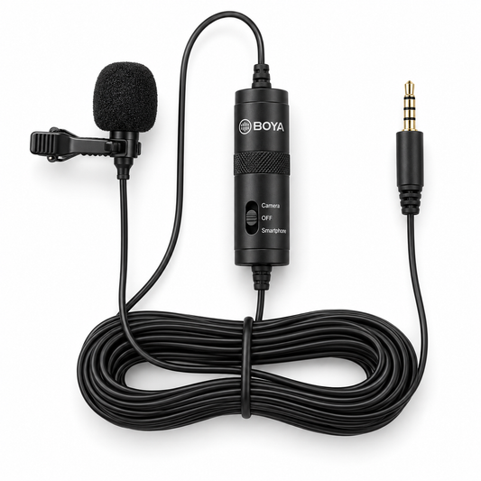 BOYA BY-M1 wired omnidirectional lavalier microphone in black