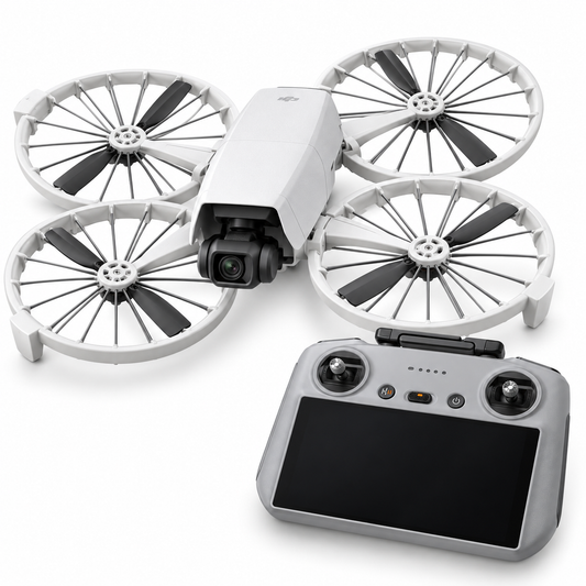 DJI Flip drone with DJI RC 2 controller — close-up studio view