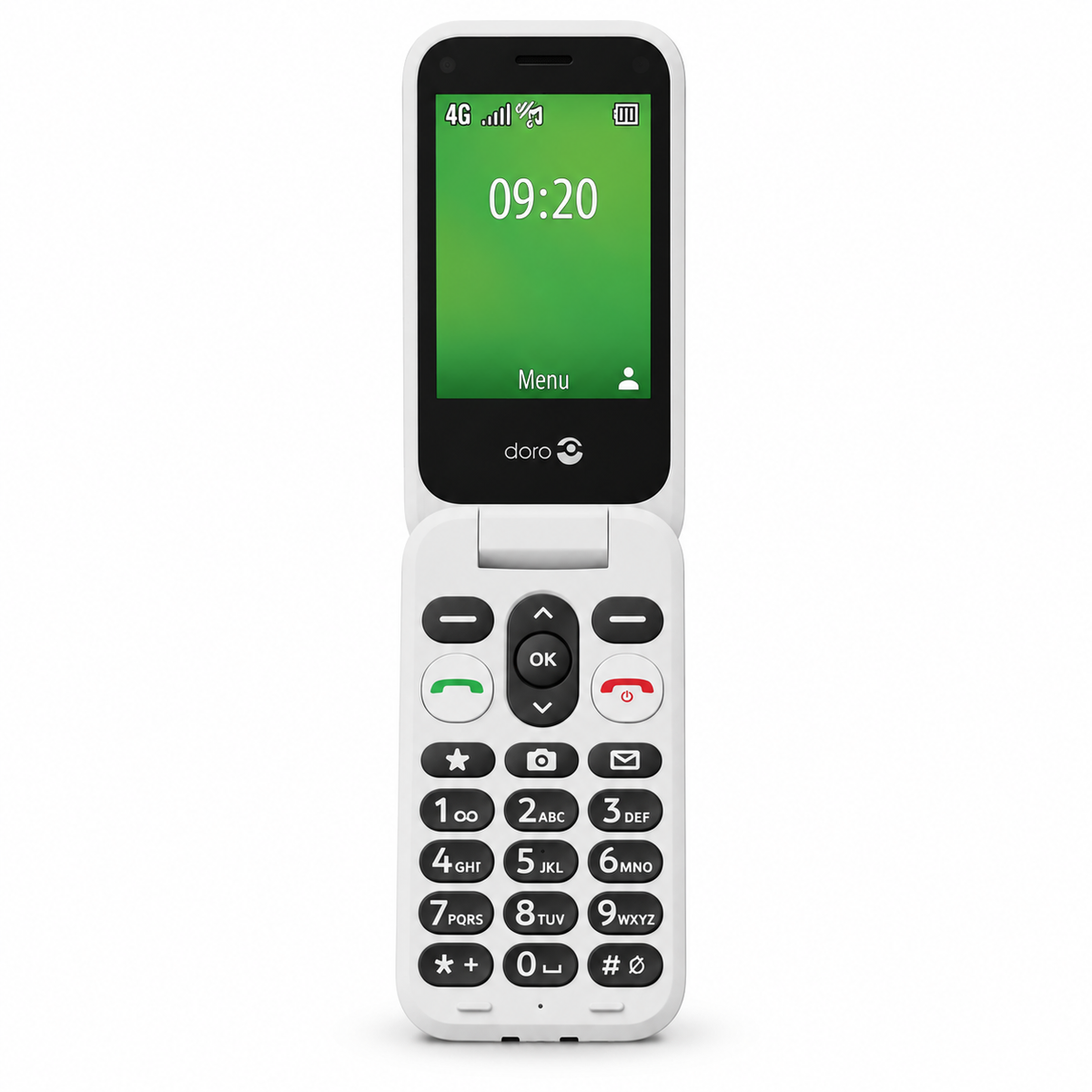 Doro Leva E22 white and black flip mobile phone