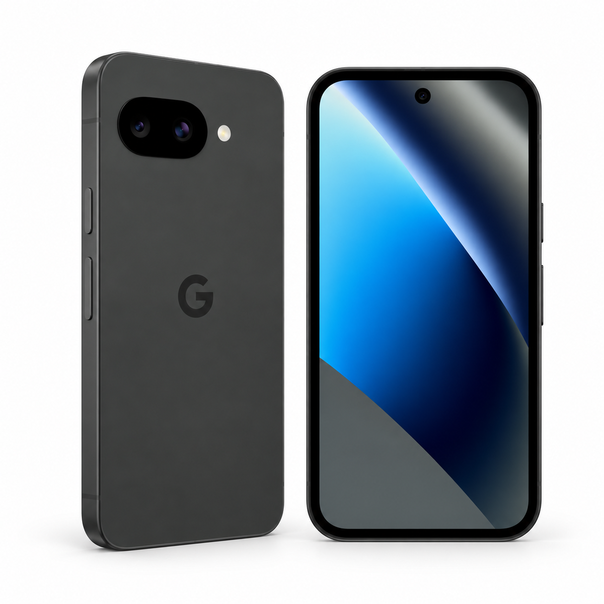 Google Pixel 10a 5G 128GB — New Obsidian — front and rear studio views