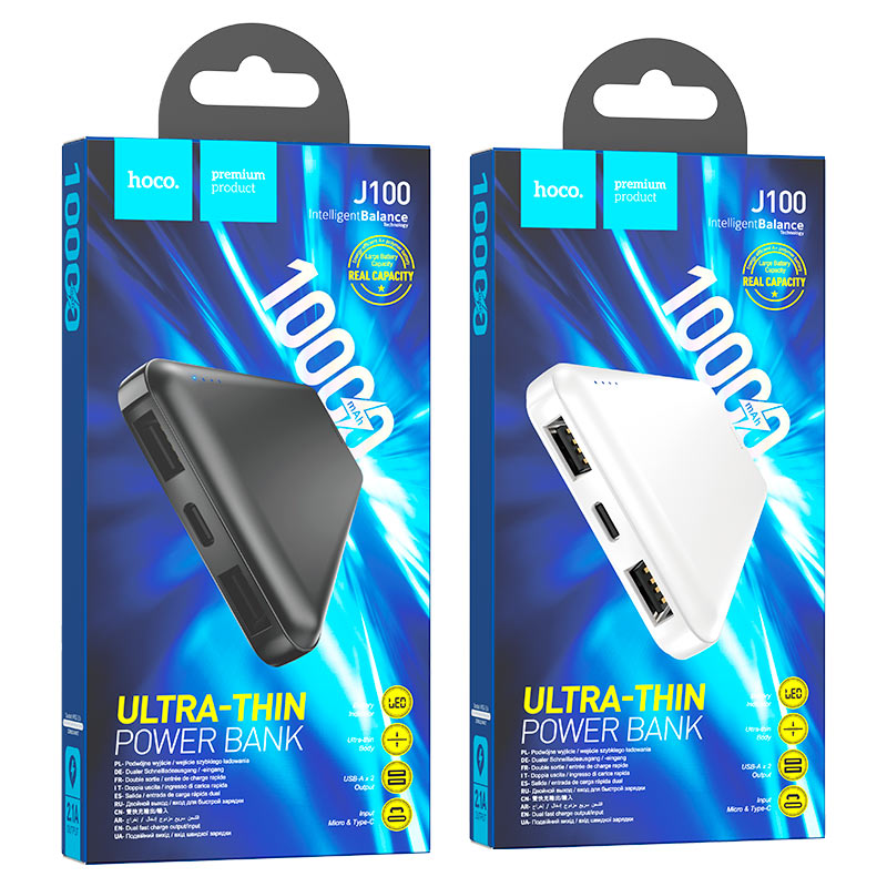 UltraSlim Fast-Charge Power Bank – 10,000mAh Portable Battery with 2x USB-A & Micro & Type C  Quick Charge