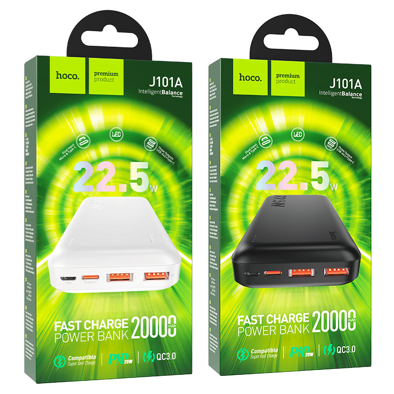 HOCO J101 Power Bank – 20,000mAh Fast Charging Portable Power Bank