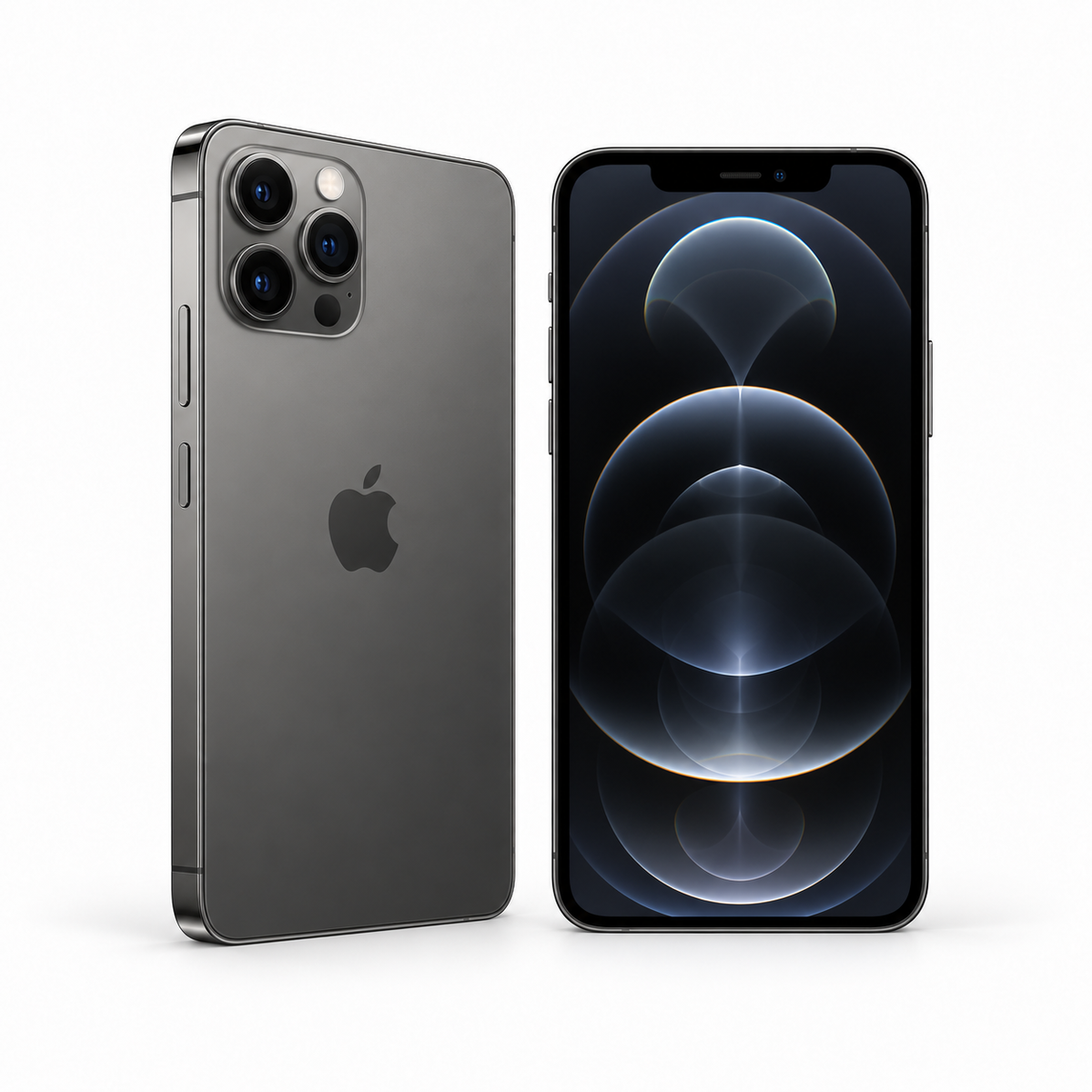 Apple iPhone 12 Pro 128GB — Refurbished Graphite — front and rear studio views