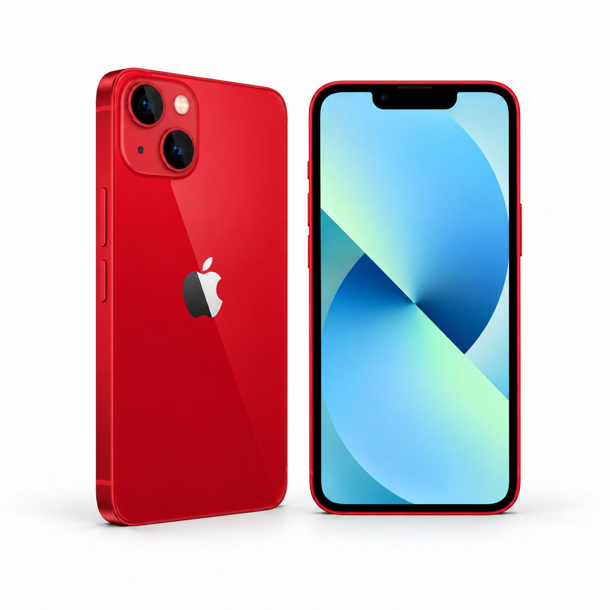 Apple iPhone 13 128GB — Refurbished Red — front and rear studio views