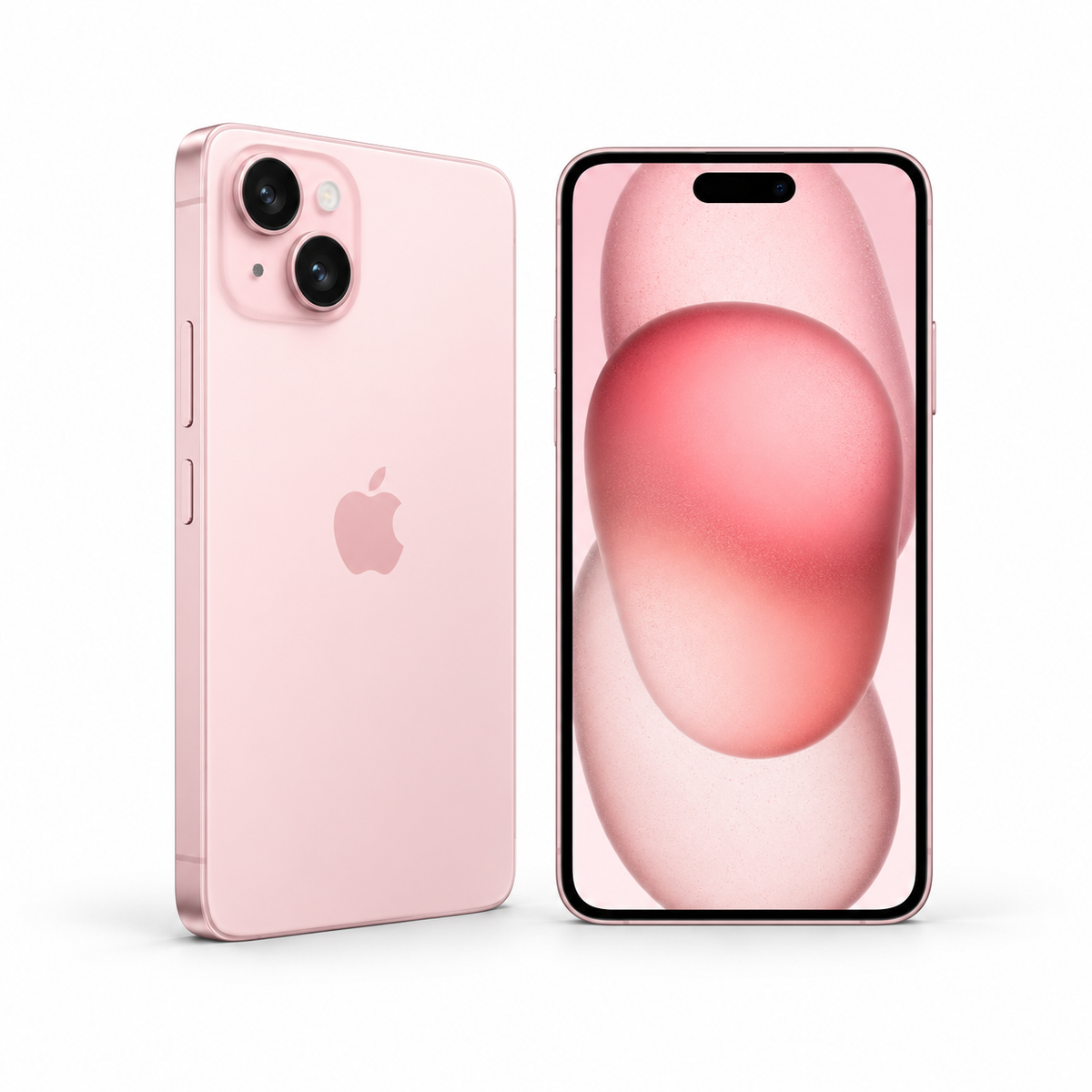 Apple iPhone 15 Plus 128GB — Refurbished Pink — front and rear studio views