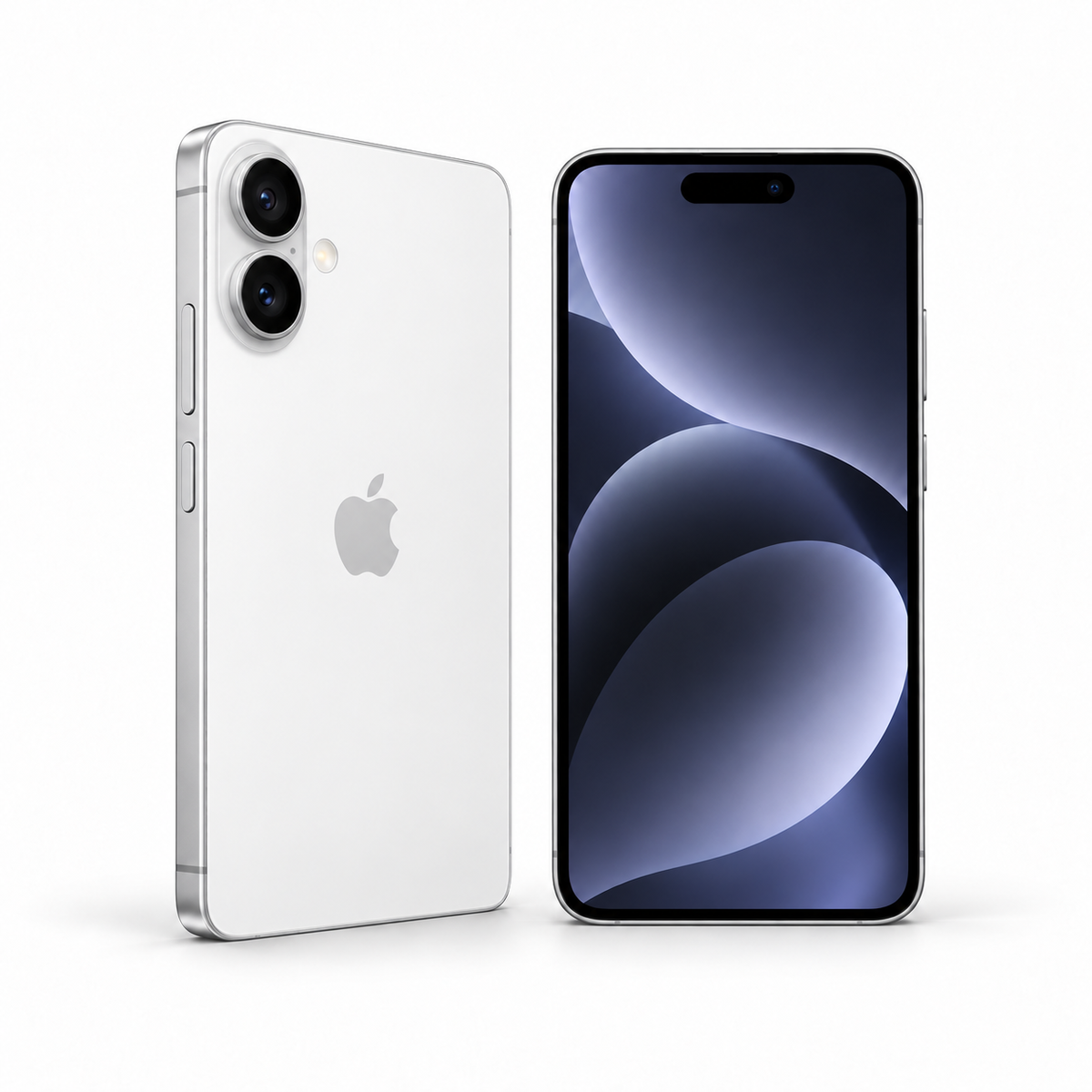 Apple iPhone 16 128GB — New White — front and rear studio views