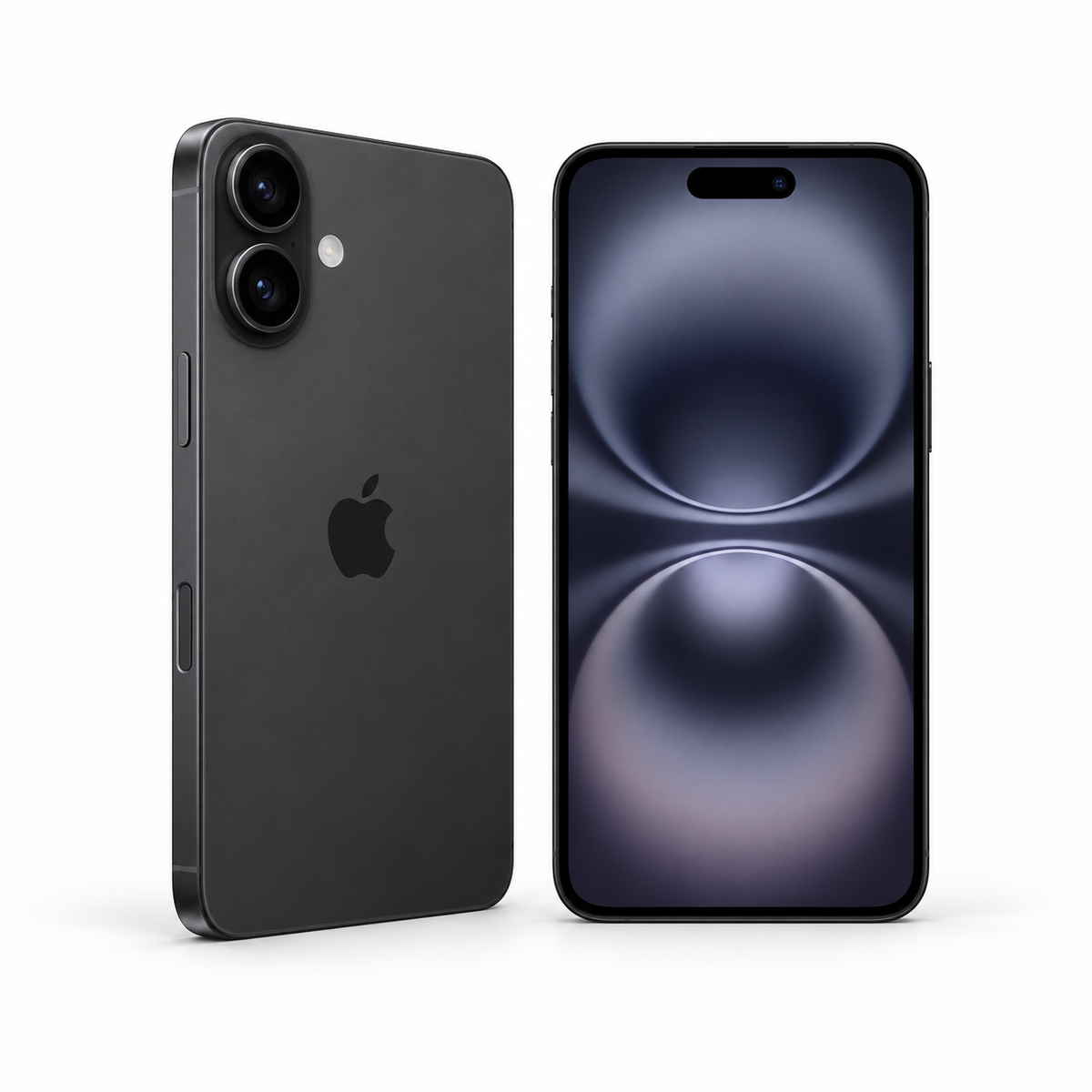 Apple iPhone 16 Plus 128GB — New Black — front and rear studio views