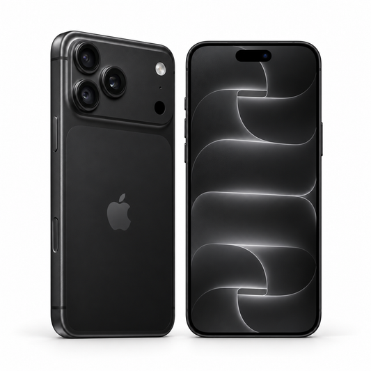 Apple iPhone 18 Pro Black front and back studio illustration