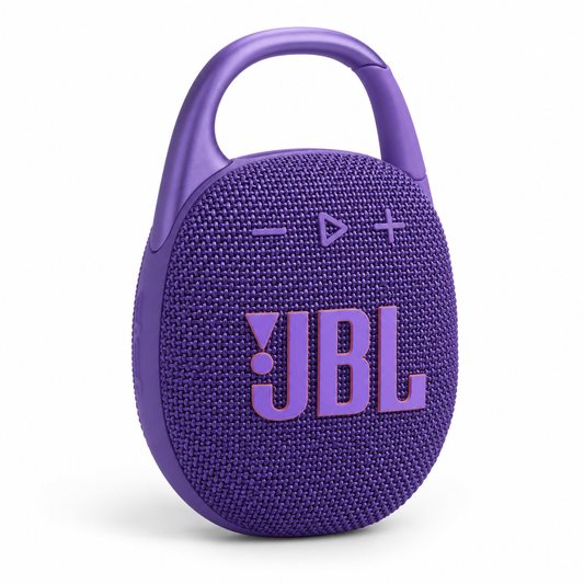 JBL Clip 5 portable Bluetooth speaker in purple