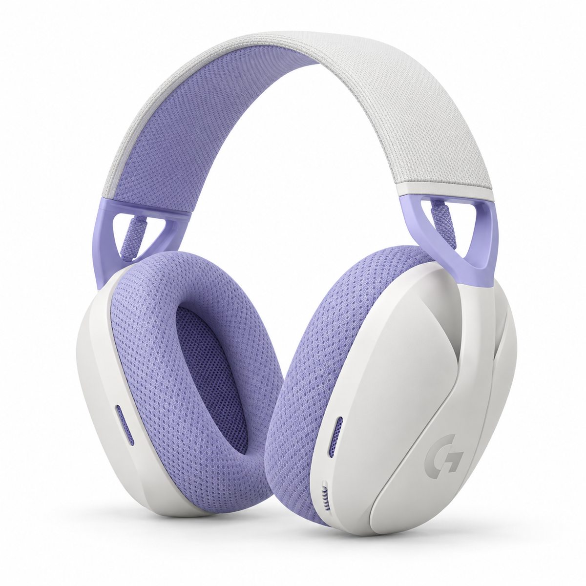Logitech G435 LIGHTSPEED wireless gaming headset in off white and lilac