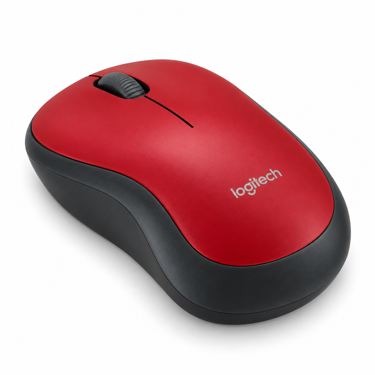 Logitech M185 wireless mouse in red