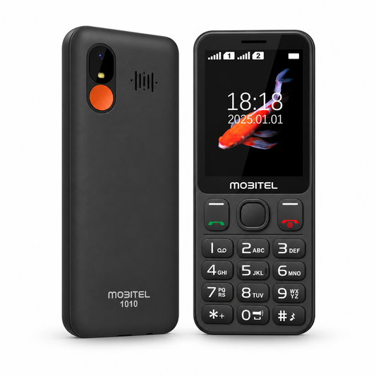 Mobitel 1010 — New Black — front and rear studio views
