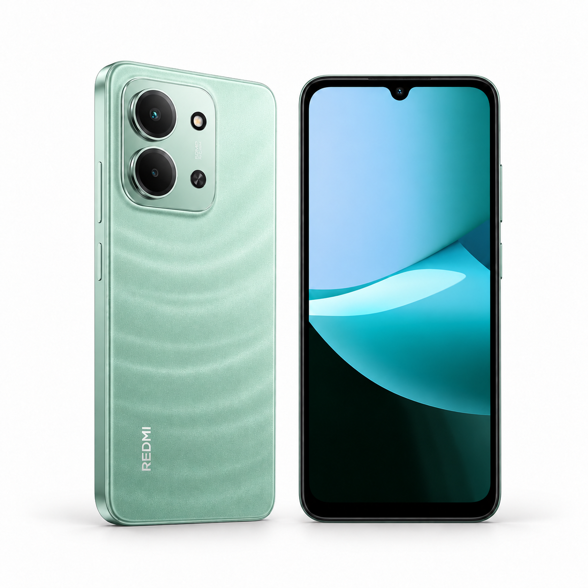 Xiaomi Redmi 15C Mint Green — front and rear studio views
