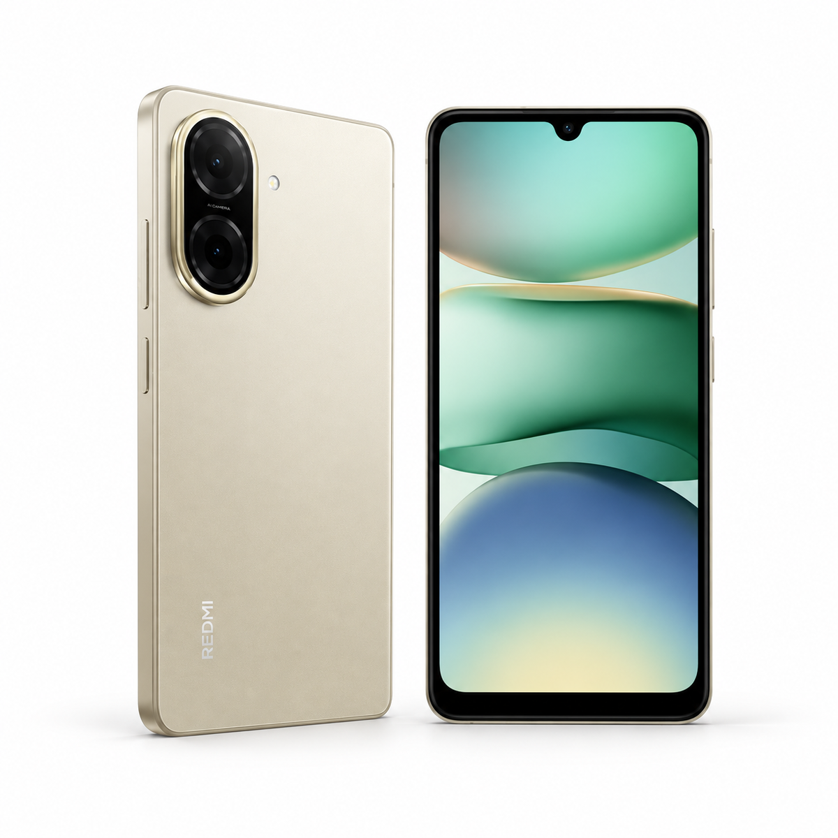 Xiaomi Redmi A5 64GB — New Gold — front and rear studio views