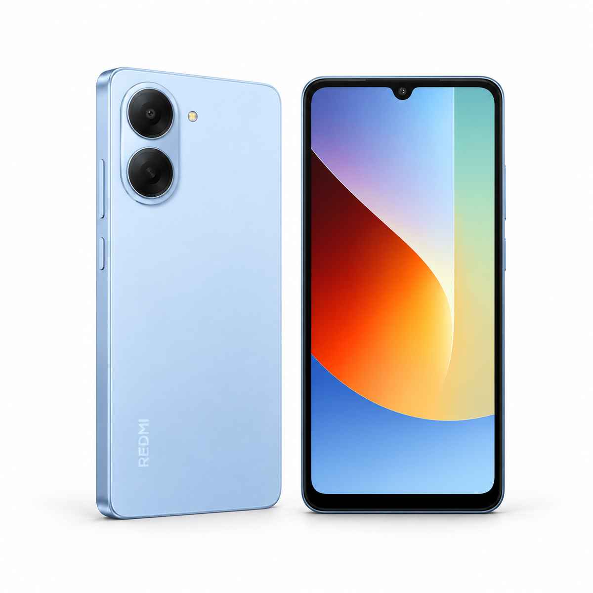 Xiaomi Redmi A7 64GB — New Sky Blue — front and rear studio views